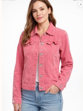 🌸 Susan Bristol Vintage Pink Denim Jacket M Y2K Coquette Minimalist Westernwear